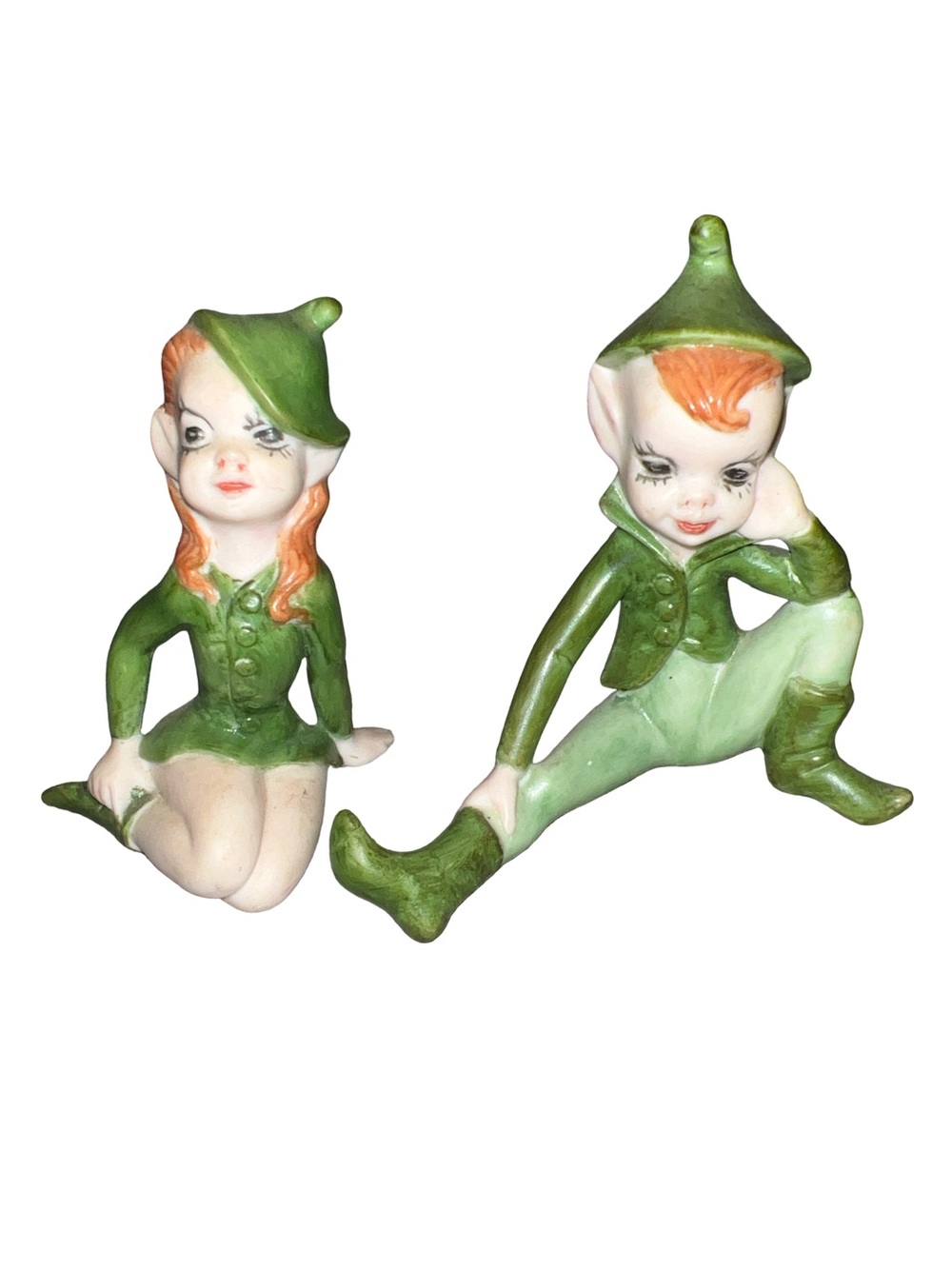 Vintage Holland Mold Ceramic Pixie Elves Pair  Figurines